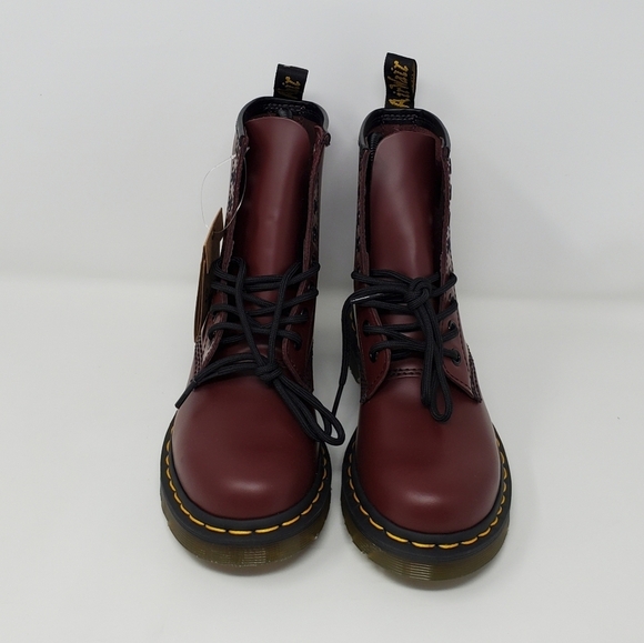 Dr Martens 1460W Cherry burgundy Leather Boots 8eyed Women's US Size 5 New - Picture 9 of 11